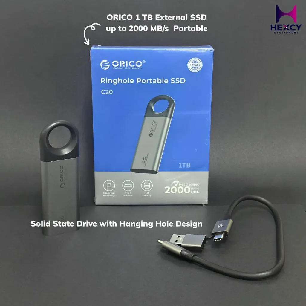 [C20] ORICO Portable SSD External Solid State Drive, 1TB - 2100MB/s Ultra-Fast USB 3.2 Gen 2, USB-C & USB-A