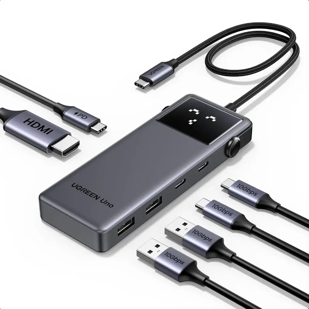 UGREEN Uno 6 in 1 USB-C Hub, USB 3.0 Hub, 4K@60Hz, HDMI Output, 10Gbps USB-C & USB-A