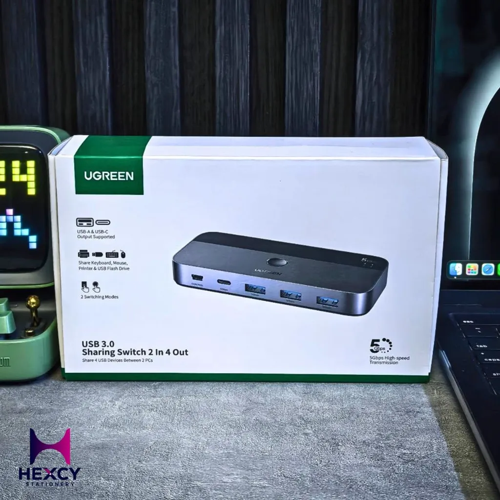 [15705] UGREEN USB 3.0 Switcher, 2 PC Sharing USB-C & A Devices, 5 Gbps High Speed Transfer, 