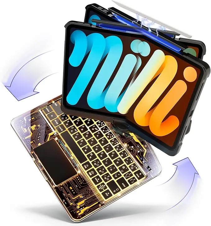  iPad Pro 1/2/3/4 Generation 11 Inch Compatible [360 Degree Rotation] Ipad Keyboard Case with Keyboard, Ultra High Precision Trackpad, Bluetooth 5.3, 7 Color Backlight