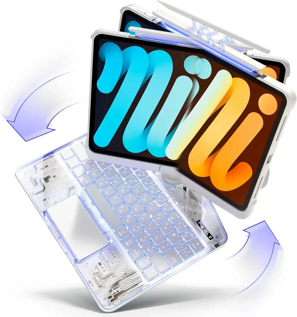 iPad Pro (M4) 11-inch Compatible with 360 Degree Rotation, iPad Keyboard Case, Keyboard Case, Ultra High Precision Trackpad, Bluetooth 5.3, 7 Color Backlight