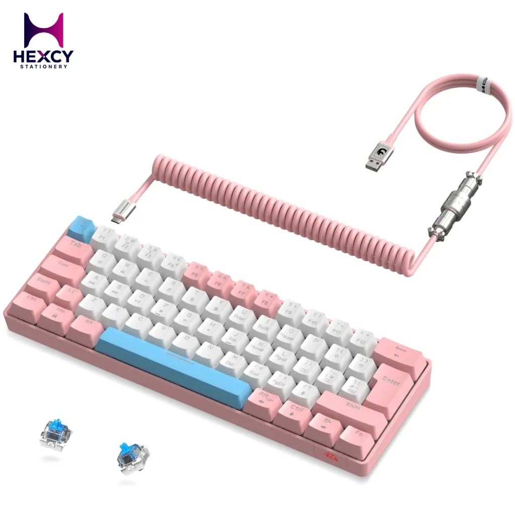 ZIYOULANG T60 Mechanical Gaming Keyboard, Wired Connection, Blue Axis, Numeric Keyless, 62 Keys, Color Blocking, 19 Types of RGB, 64 Colors, Rainbow Backlight