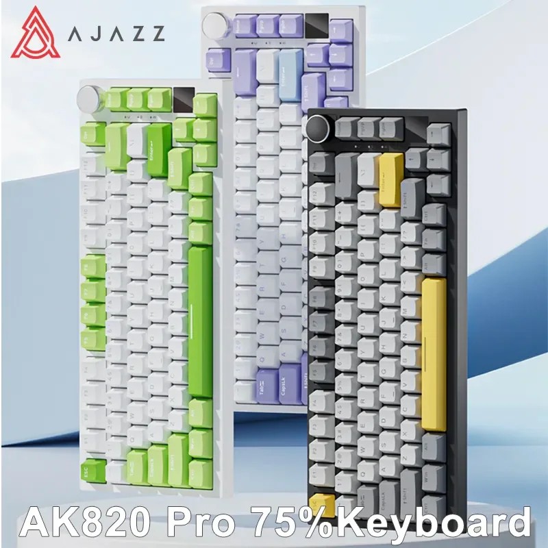 AK820 Wired Full Key Hot-Swappable Keyboard with Removable USB Interface, Dual-Color Backlit 75-Key Layout + Metal Knob for Office and Daily Use, No Driver Required