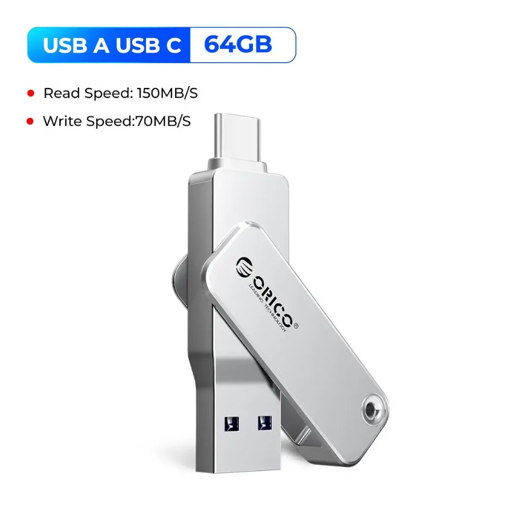 [EB05] ORICO 64GB USB Memory - Ultra Slim Design for Smartphones and Laptops, Rotatable USB 3.2 High Speed Read Speed up to 150MB/s Metal Lightweight & Durable