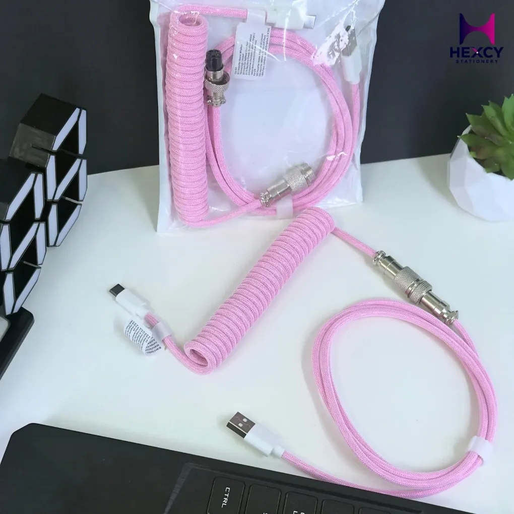 NNBILI Macaron Metal Type-C Coiled Mechanical Keyboard Cable (USB Spring Wire)