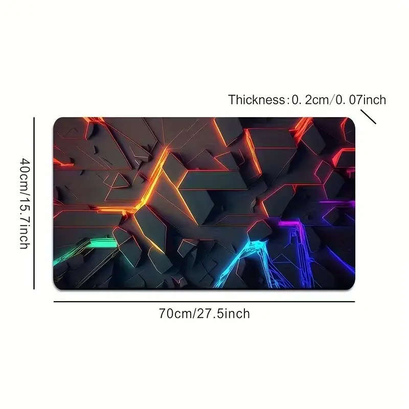 FOBIANJIE RGB Gaming Mouse Pad, Silicone with Non-Slip Rubber Base, Extended Soft Keyboard Mat with Geometric Lines Pattern, Stitched Edges, Button Control Light