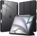 JEDirect iPad Air 13 Inch M2 Case with Pencil Holder Transparent Back Cover Slim Stand Shock Absorption Tablet Cover Auto Wake/Sleep Function 