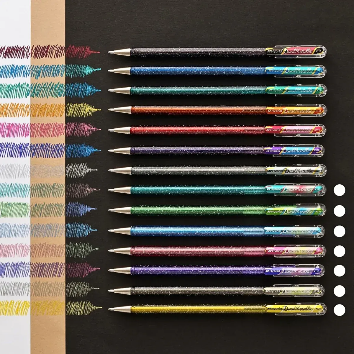 Pentel Dual Metallic Ballpoint Pen, 1.0mm, 7-Color Set