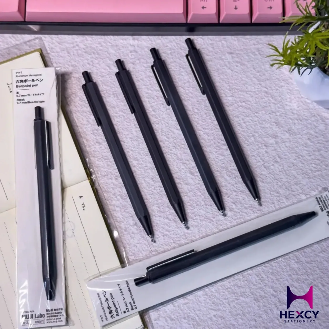 Muji Aluminium Hexagonal Ballpoint Pen 0.7mm/Needle Type Black