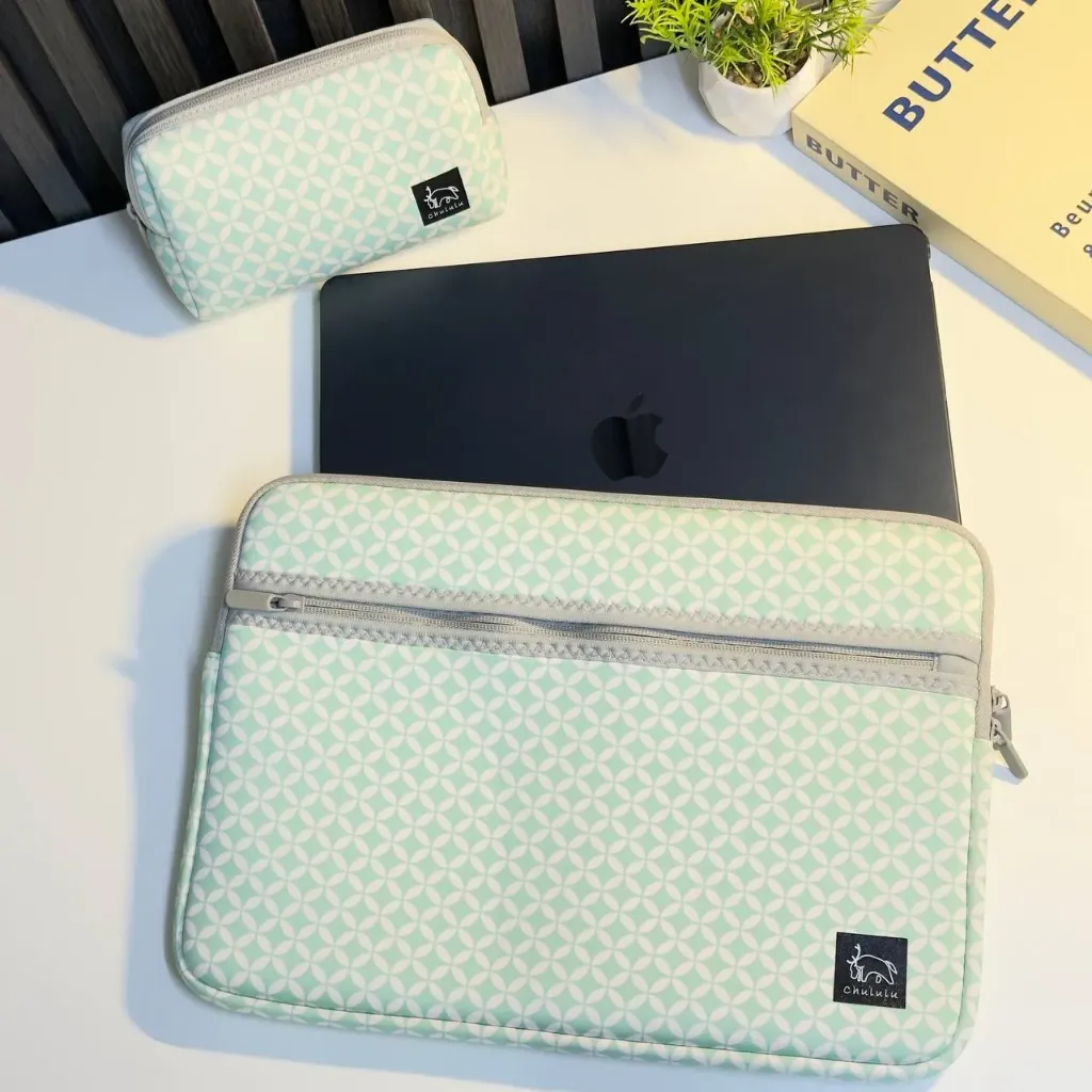 [99000000185] HAKUBA PC Sleeve Chululu PC Inner Case 13.3 Inch Pouch Set Tile AMZCSCH133STTL MacBook Pro (13 inch) MacBook Air iPad Pro (12.9 inch) Surface Laptop 4 (13.5 inch) Surface Pro X (Green 1)
