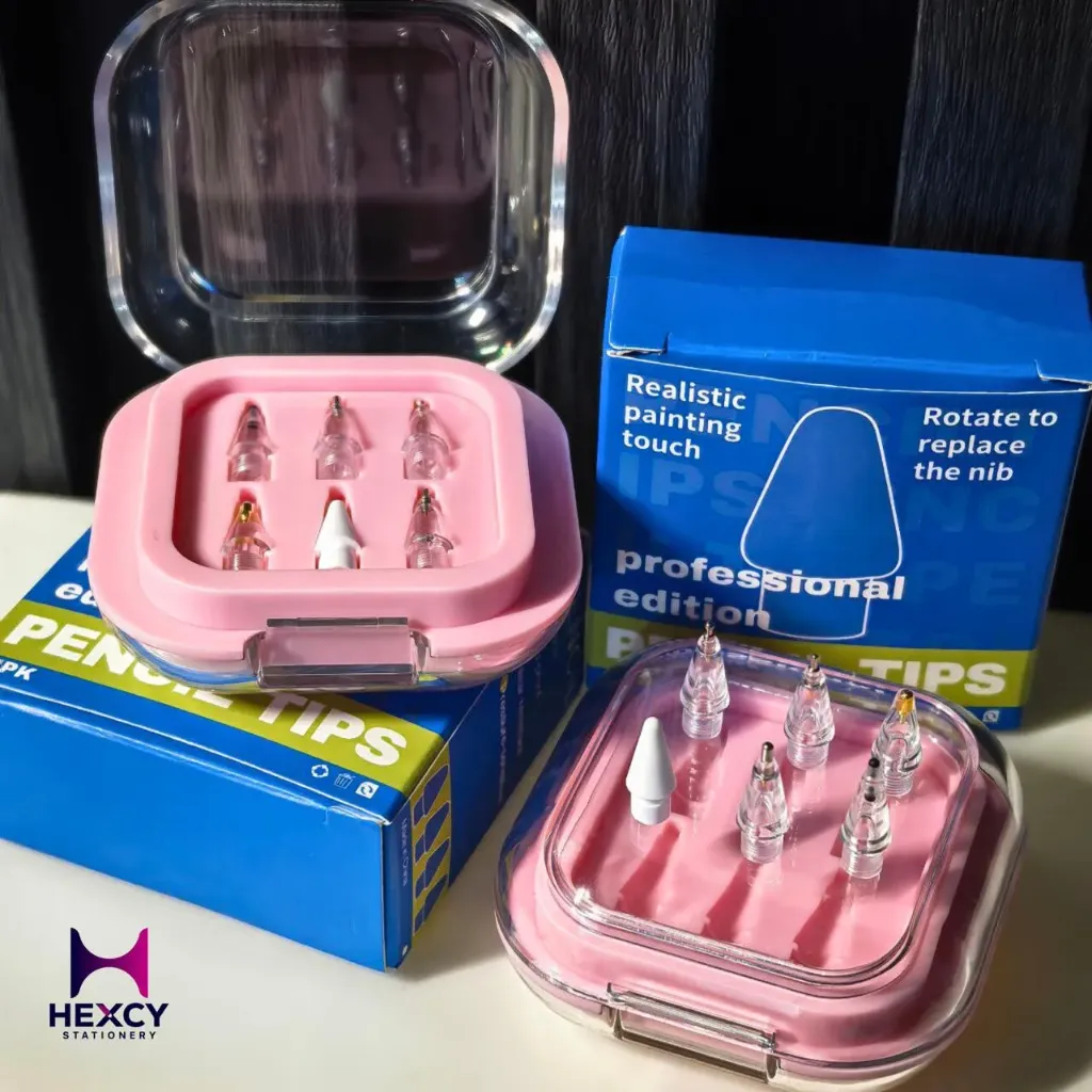 Apple Pencil Nib, Replacement Tips for Apple Pencil Pro, iPencil Nib Accessories, Upgraded Stylus Pen Tip Storage Box, Compatible with Apple Pen 2nd/1st Gen & USB-C 6 Pack (Pink)