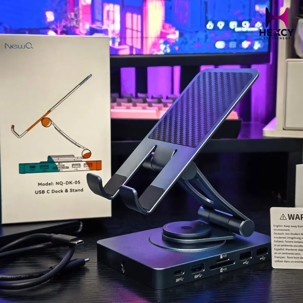 [NQ-DK-05] iPad Hub Stand 11-in-1 Docking Station with 4K@60Hz HDMI, RJ45 Gigabit Wired LAN, SD/TF Card Reader, USB-A 3.0 x 3, USB-C PD Charging Port for iPad Pro/iPad Air/Steam Deck/ROG Ally/Samsung Galaxy Tab