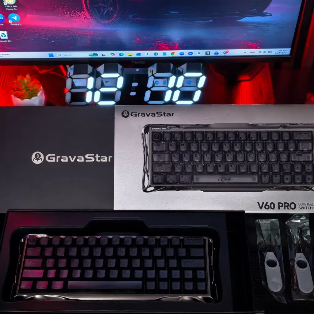 [XTAL-S-BLK] GravaStar Mercury V60 PRO Gaming Keyboard with 0.005mm Rapid Trigger, Customized UFO Magnetic Switch, Supports Wired 8000Hz, 0.125ms Ultra Low Latency, All Aluminum Frame, Translucent Key Cap