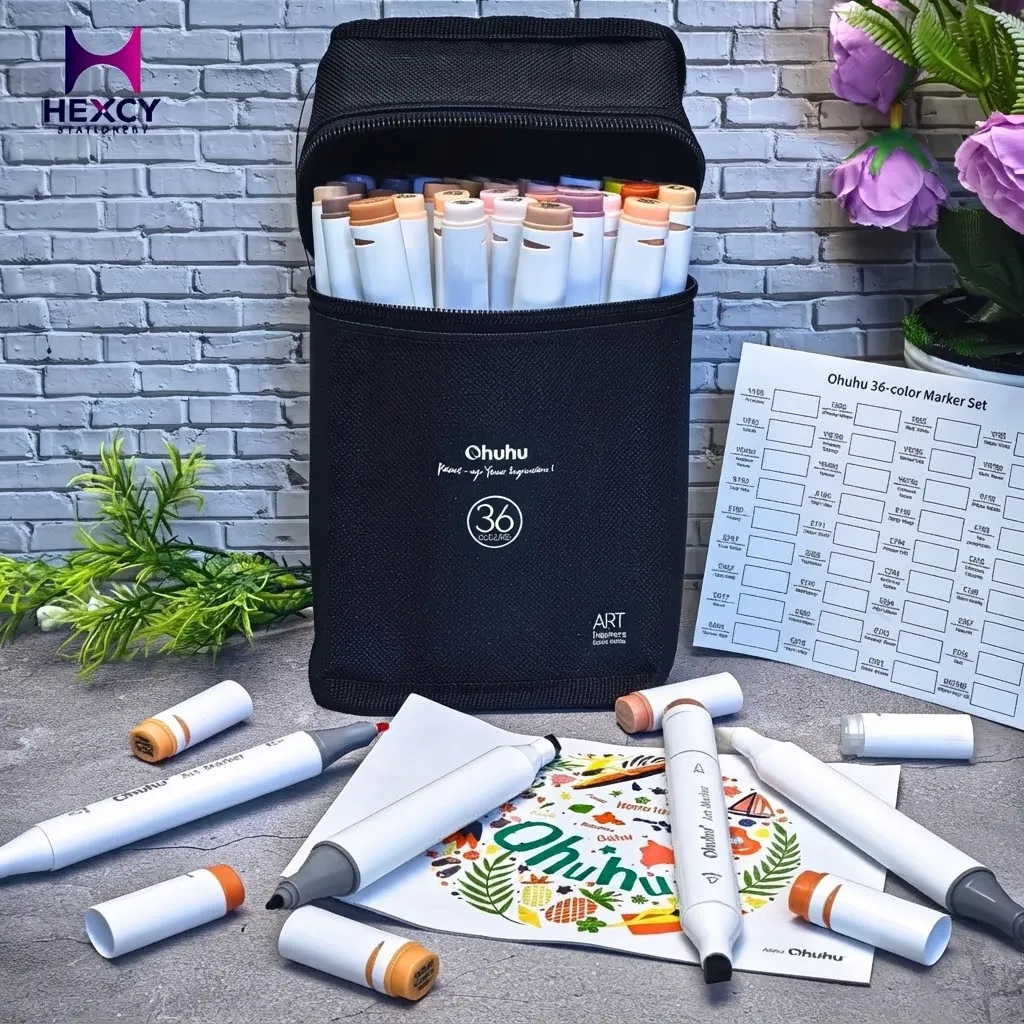 [Oahu-01] Ohuhu Illustration Markers, 36 Colors, 37 Pieces, Skin Tone, Thick, Fine Ends, Skin Tone, Marker Pen, Blender Pen, Brown, Character, Alcohol Marker, Illustration, Hair Color, Face, Art Supplies Set
