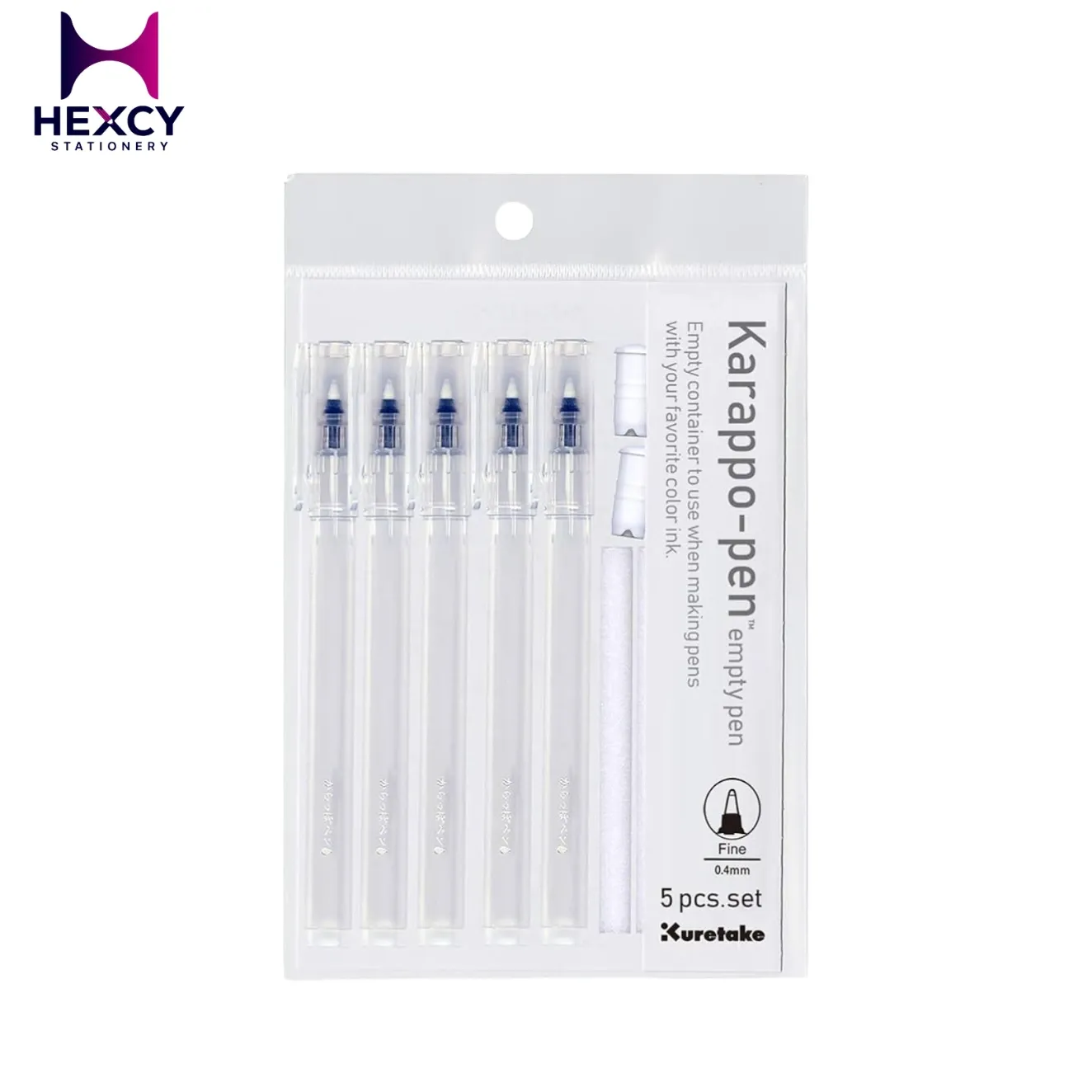 Kuretake ECF160-451 Pen Container, Karappo Pen, Thin Core, Set of 5
