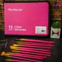 Shuttle Art Paint Brush Set of 12 Assorted Shape Sizes Paint Brushes Bristles Brush Set with Storage Case