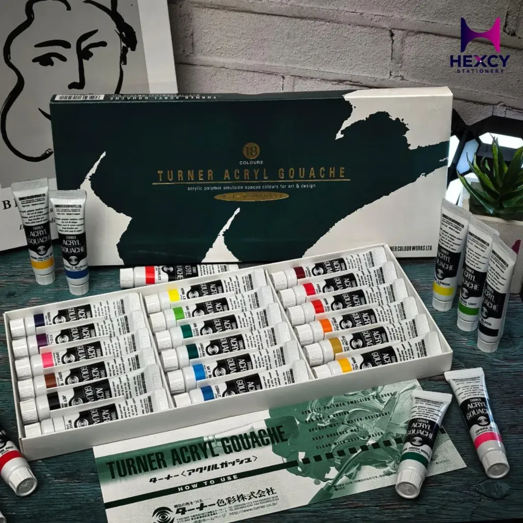 Turner acrylic gouache 18 colors set school