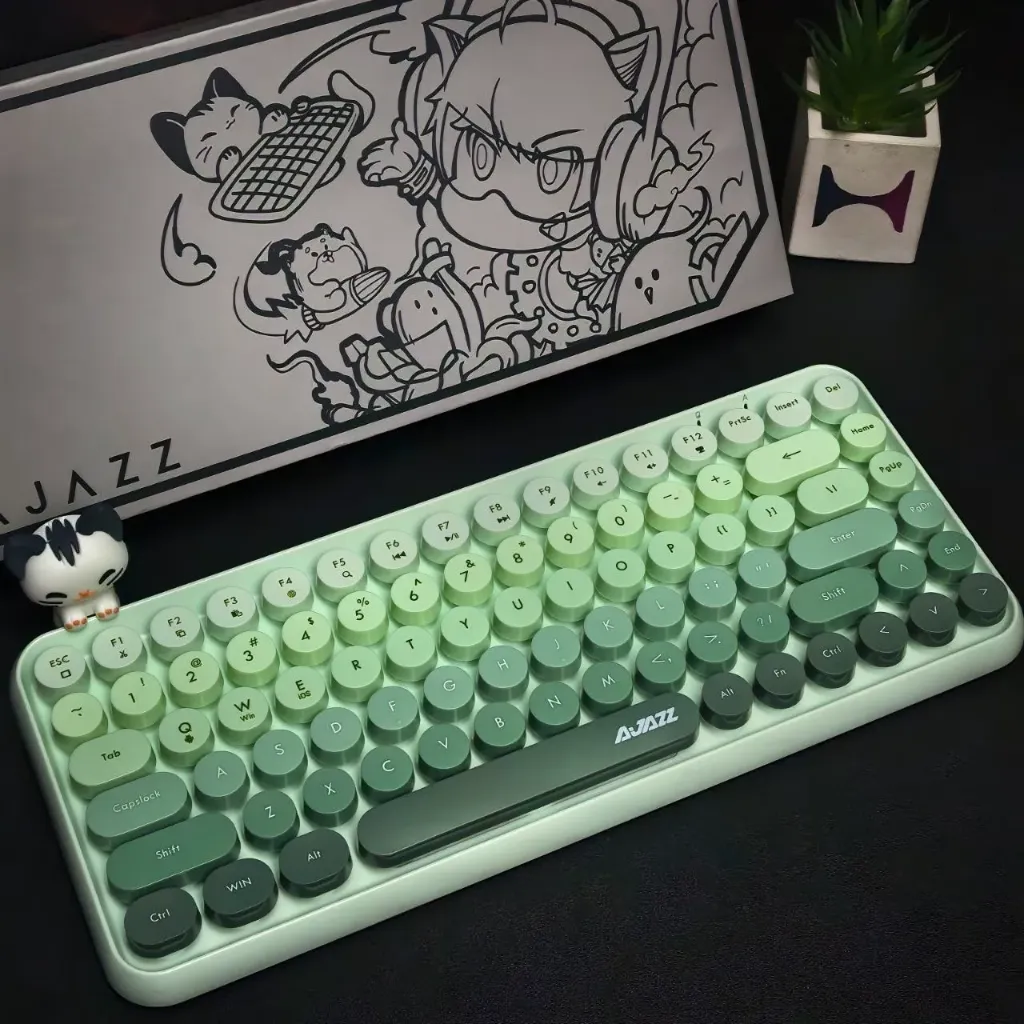 AJAZZ 308i Wireless BT Keyboard, Compact 84-Key (Milk Green)