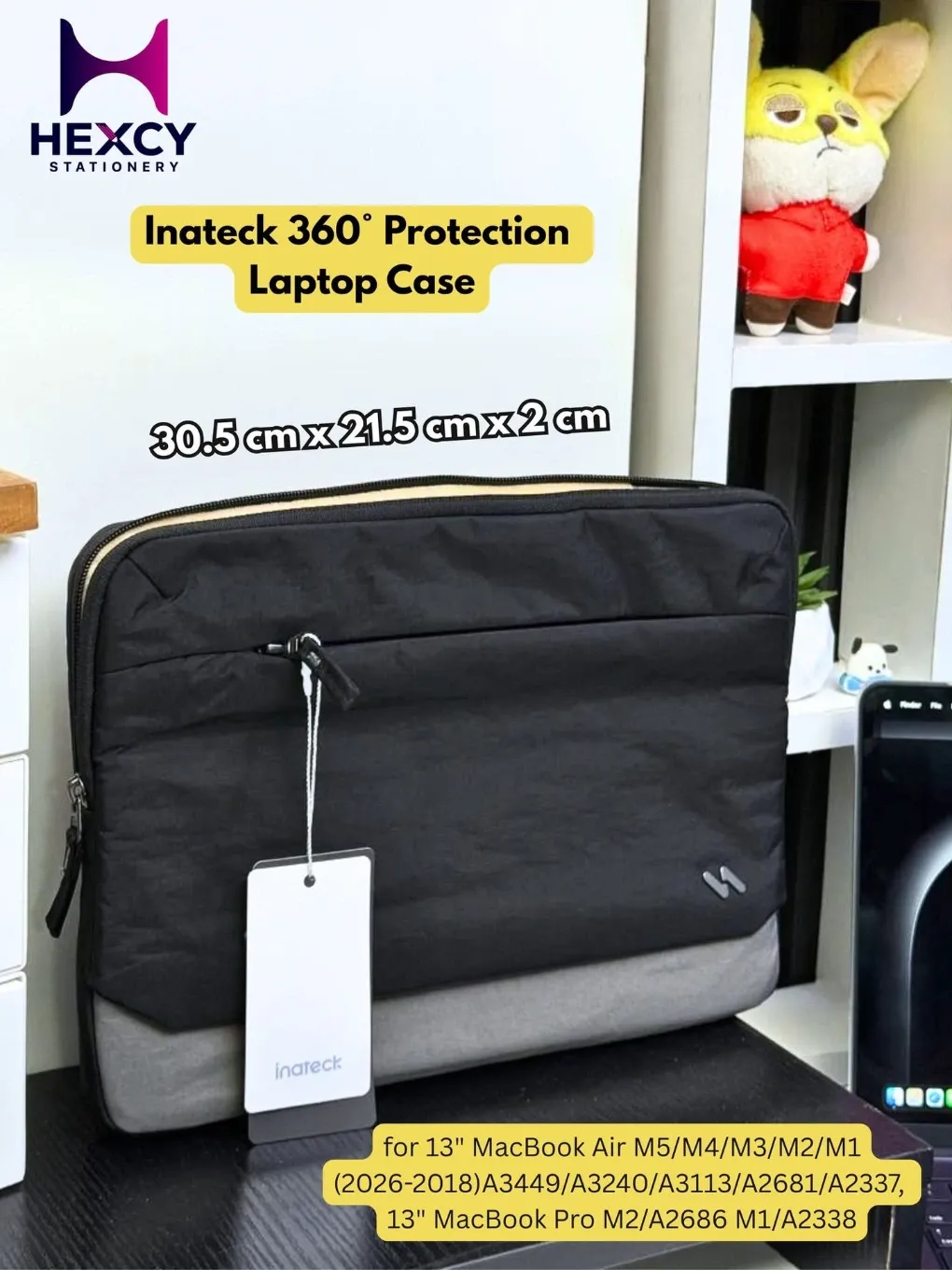 Inateck 360° Protection Laptop Case, Large Capacity Sleeve for 13" MacBook Air M4/M3/M2/M1 (2025-2018) A3240 / A3113 / A2681 / A2337, 13" MacBook Pro M2/A2686 M1/A2338