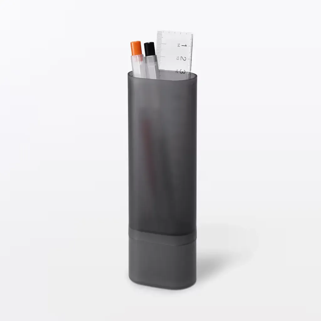[ND1MDA6S] Muji Polypropylene pen case with stand, Dark Gray Edition