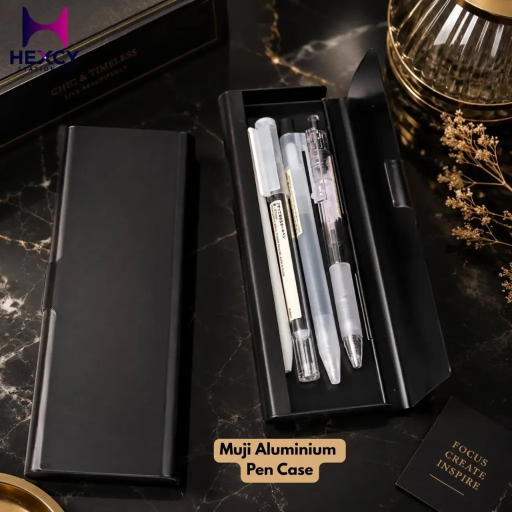 [ND1MPA6S] Muji Aluminum Pen Case, Black Edition