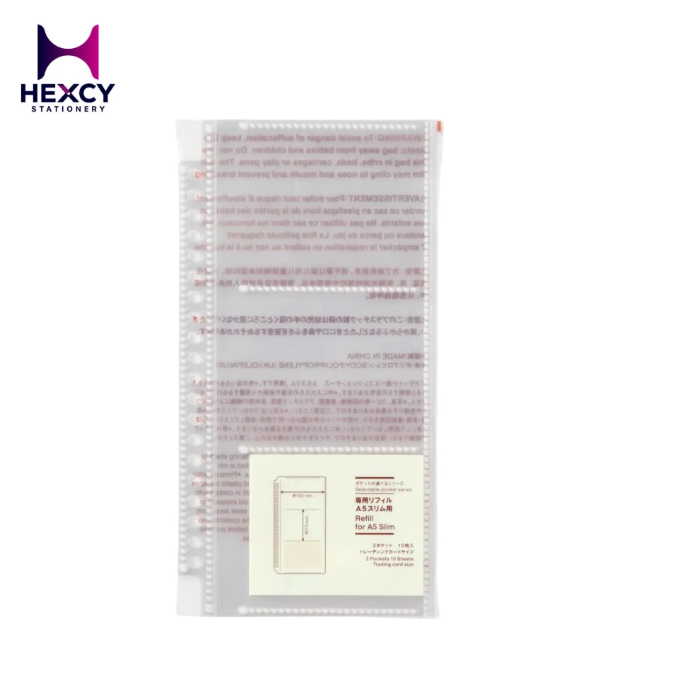 [NAB88A3A] Muji Pocket selection series dedicated refill for A5 Slim,Zippered, 2 pockets, 2 pieces