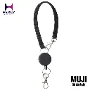 Muji Strap with reel for pass case/card case,Black