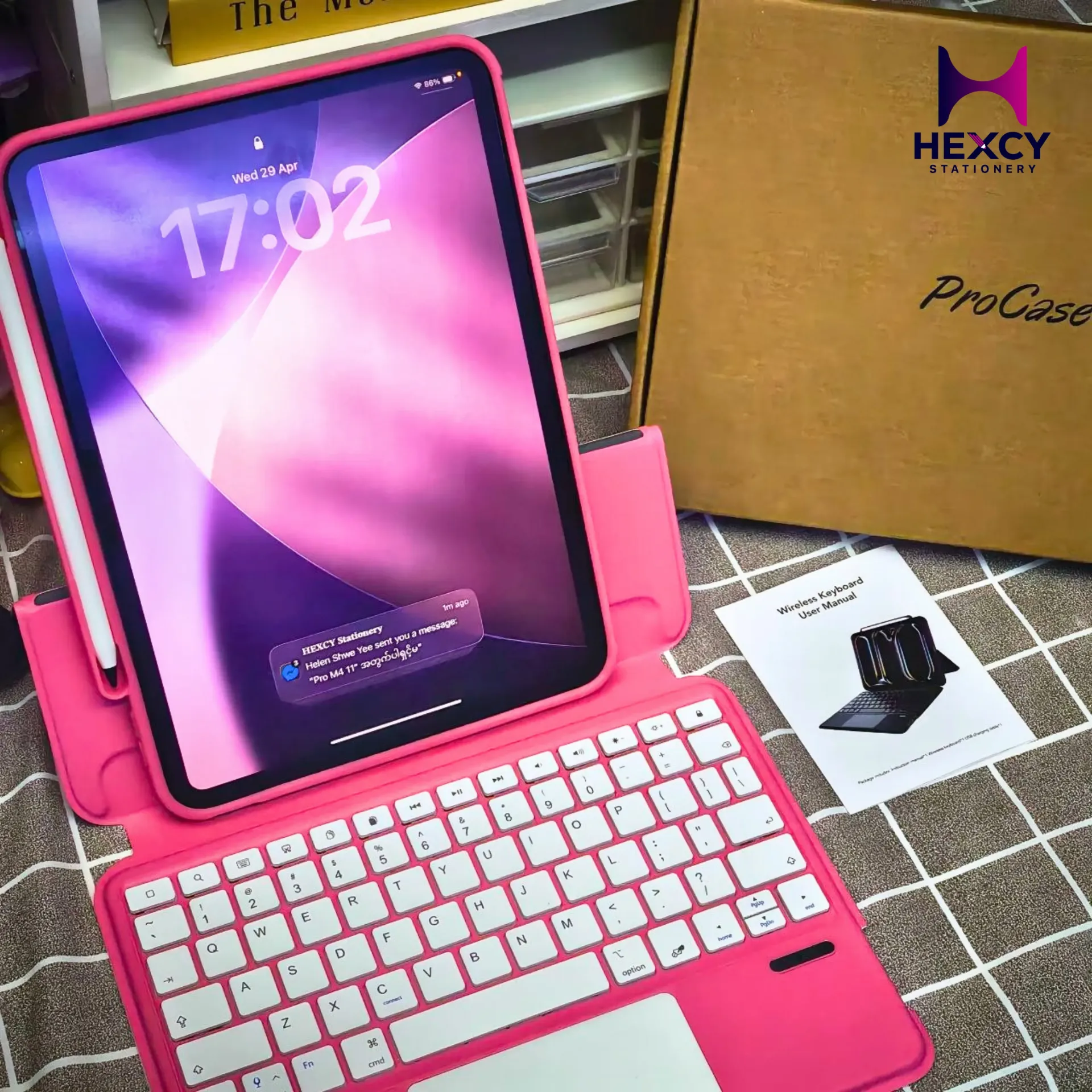 ProCase iPad Keyboard Case 11/10th Generation iPad (A16) 11" 2025/10.9" 2022 with Detachable Wireless Keyboard Smart Cover,PINK
