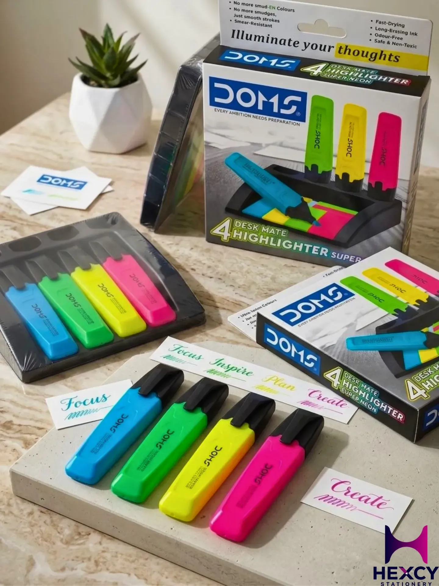 DOMS Highlighter Note Stand 4Pcs Box