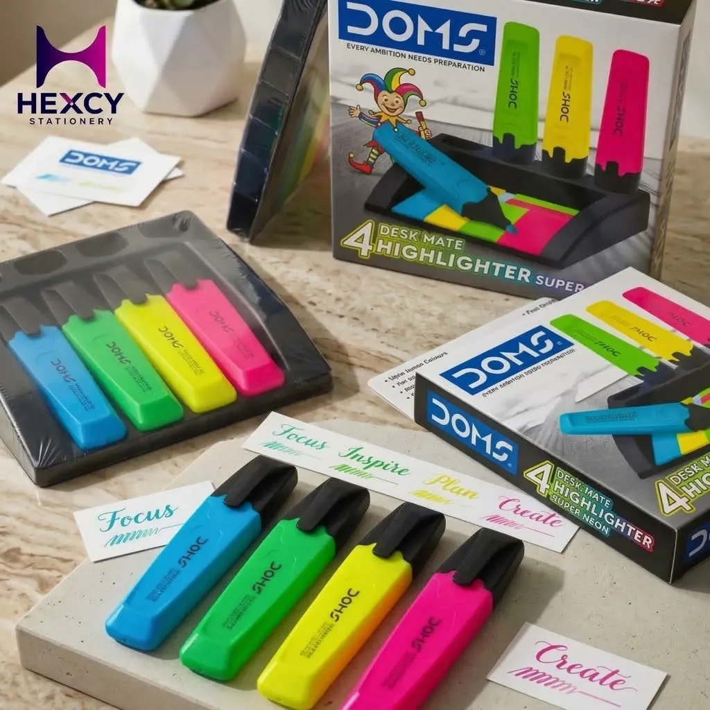 DOMS Highlighter Note Stand 4Pcs Box