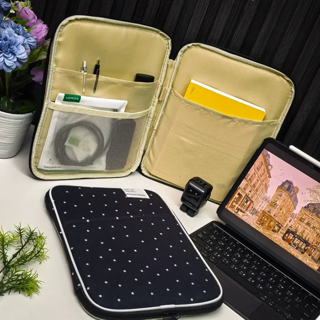 INS Sweet Print Laptop Bag, Large-capacity Laptop Storage Bag, for 10/11/12.9-inch Tablet and 13/14-inch Laptop