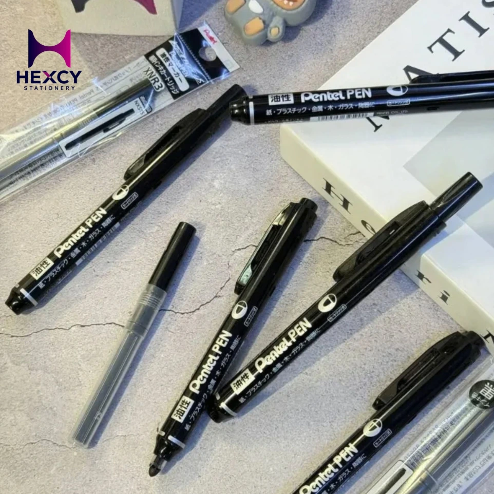Pentel Oil-Based Pen, Knock-Style Handy S, PentelPEN Fine Point, Round Tip