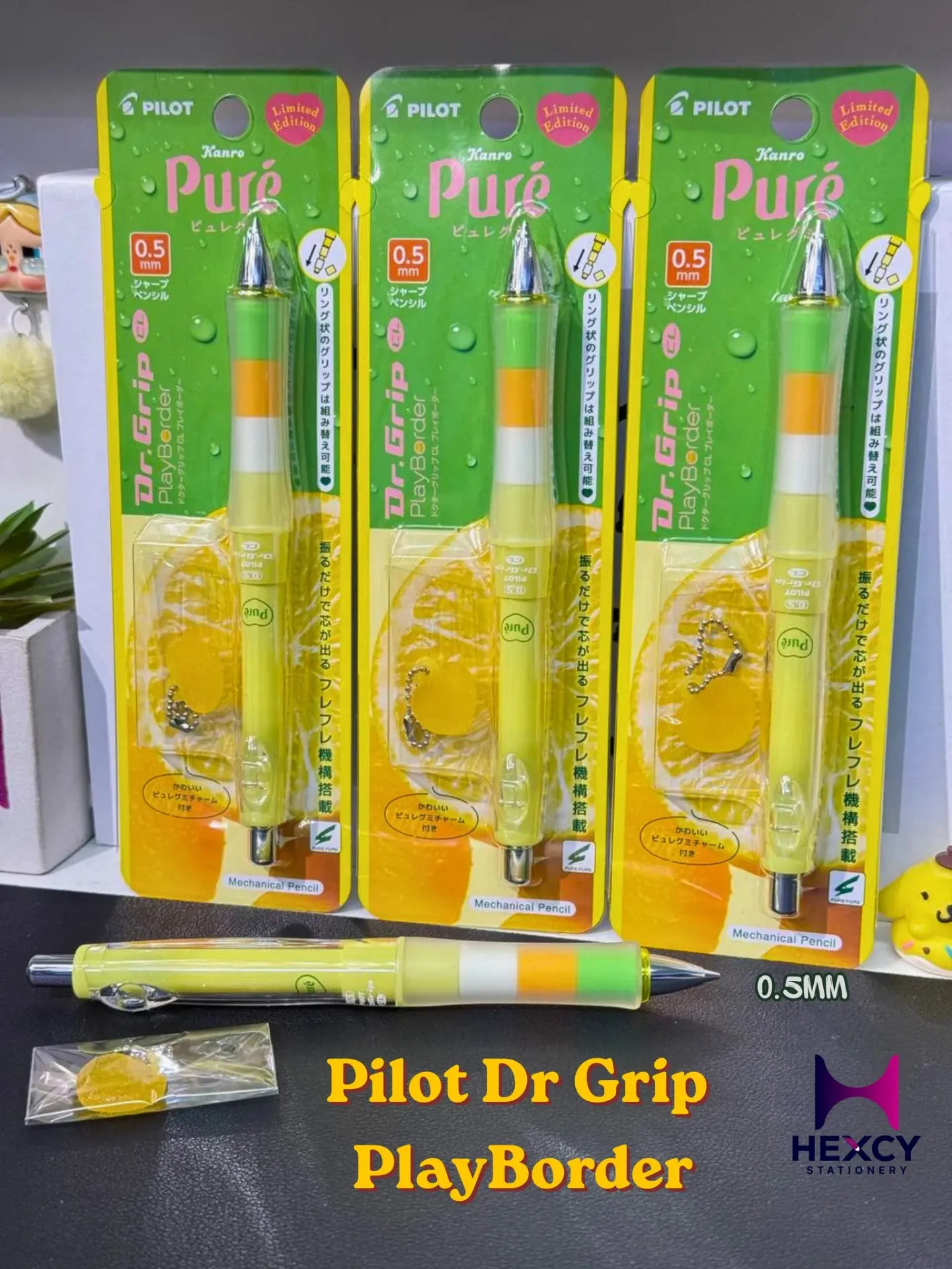 PILOT PURE Gummy Collaboration Dr. Grip CL Play Border 0.5mm Lemon Mechanical Pencil with Gummy Charm Pilot