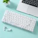 YUNZII X75 PRO 82-Key Wireless Hot-Swappable English Layout Mechanical Gaming Keyboard with Transparent Keycaps BT5.0/2.4G/USB-C Gasket Keyboard for Windows/Mac with FCC Certification (Crystal White)