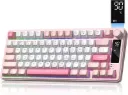 Womier DK75 77 Keys Keyboard 75% Wireless Gaming Keyboard Bluetooth Computer Keyboard Creamy Cute RGB Backlit Tri-mode BT/2.4GHz/USB-C Media Knob with OLED Screen for Mac Windows