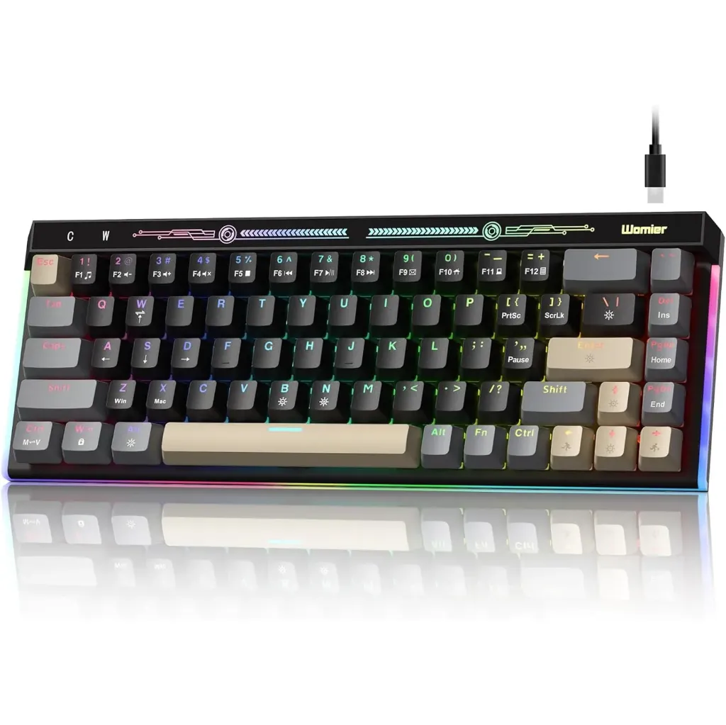 Gaming Keyboard, Womier 65% Compact Keyboard Numeric Keyless Wired 68 Keys Hot Swap RGB Backlit for Windows Mac Gaming Office (VK68 Black