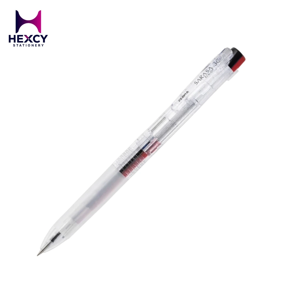 Zebra Sarasa Clip 3C 3-Color Ballpoint Pen, 0.5mm, Transparent, J3J5-C