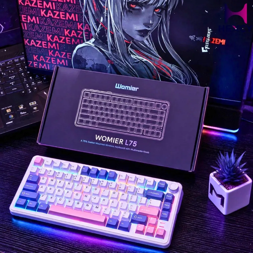 [L75] Womier L75 Gaming Keyboard, 75% Wireless Mechanical Keyboard with Knobs, Hot-Swap Support, Creamy Gasket Construction, RGB Backlight, Pre-Lubricated Switches, 2.4GHz/USB-C/BT5.0 Compatible