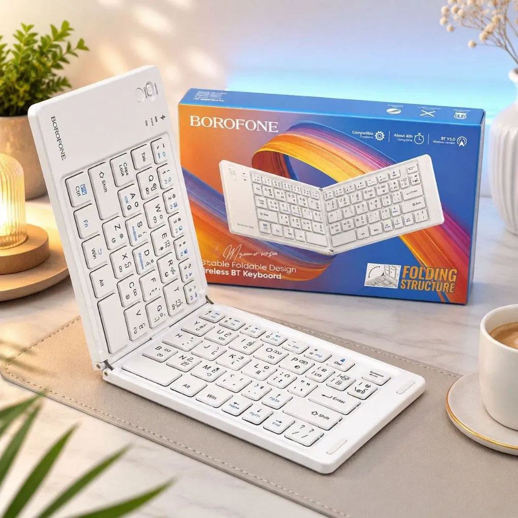 BOROFONE DB105 Wireless BT Folding Keyboard (Burmese Version)