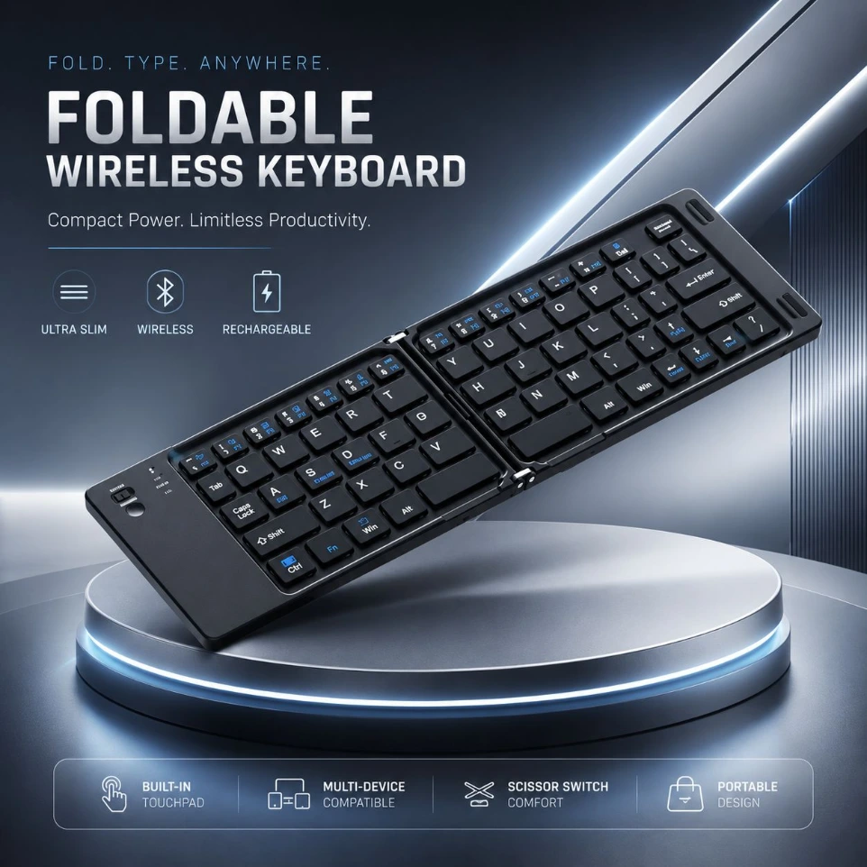 BOROFONE DB105 Wireless BT Folding Keyboard (Burmese Version)