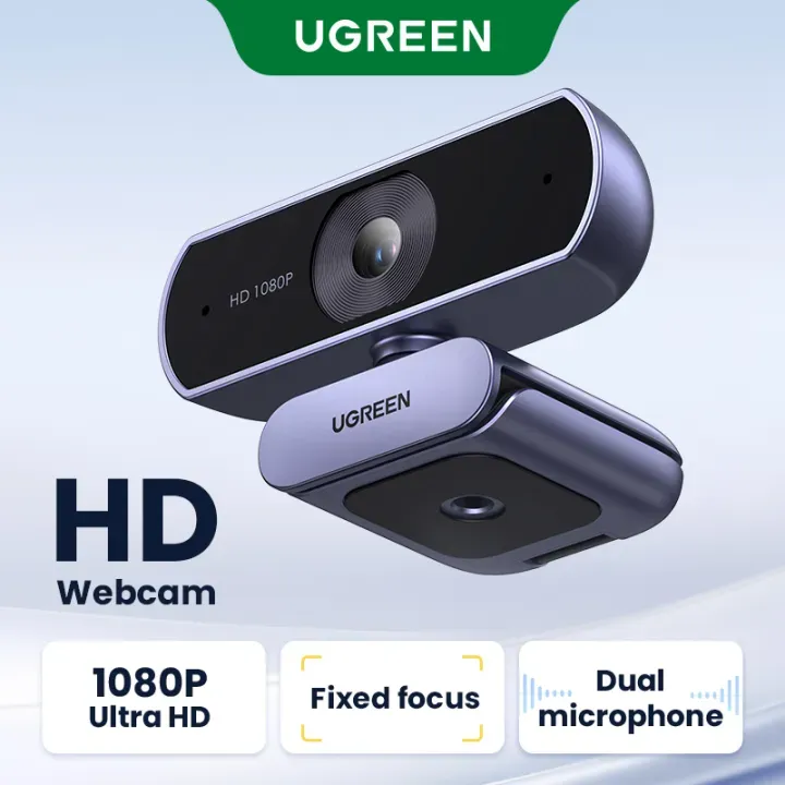 [CM678] UGREEN Web Camera Full HD 1080P 2MP with Built-in Microphone USB Web Camera, Noise Cancelling Mic x2, 85° Ultra-Wide Viewing Angle & Fixed Focus, Plug & Play, Auto Light Correction, Privacy Cover