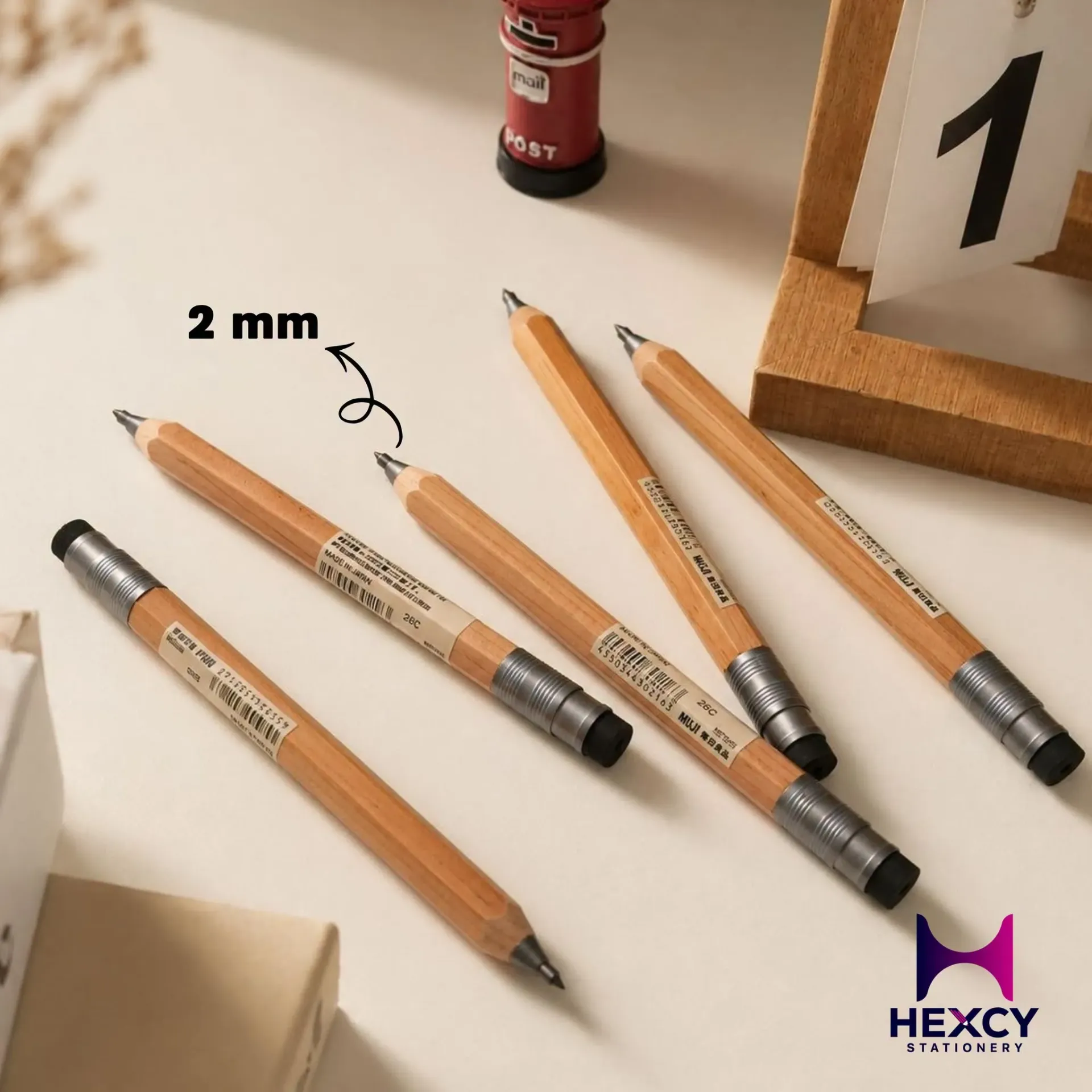 [NBD12A1S] Muji Wooden barrel 2mm lead mechanical pencil HB