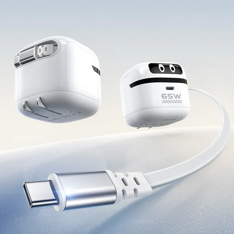[Robot Charger 65W] Hakk GaN Robot Charger 65W with Retractable Cable,Type C