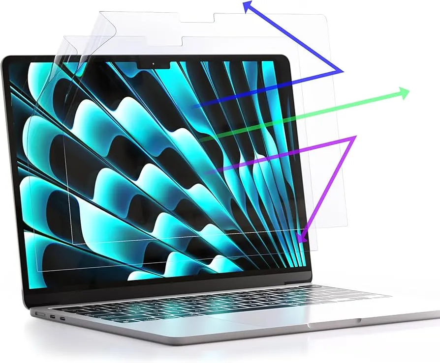 2025 M4 Compatible Blue Light Filter Anti-Glare MacBook Air 13.6 Inch M3 M2 Protective Film 2024 2022 A3113 A2681 Anti-Reflection Bubble Prevention HOGOTECH