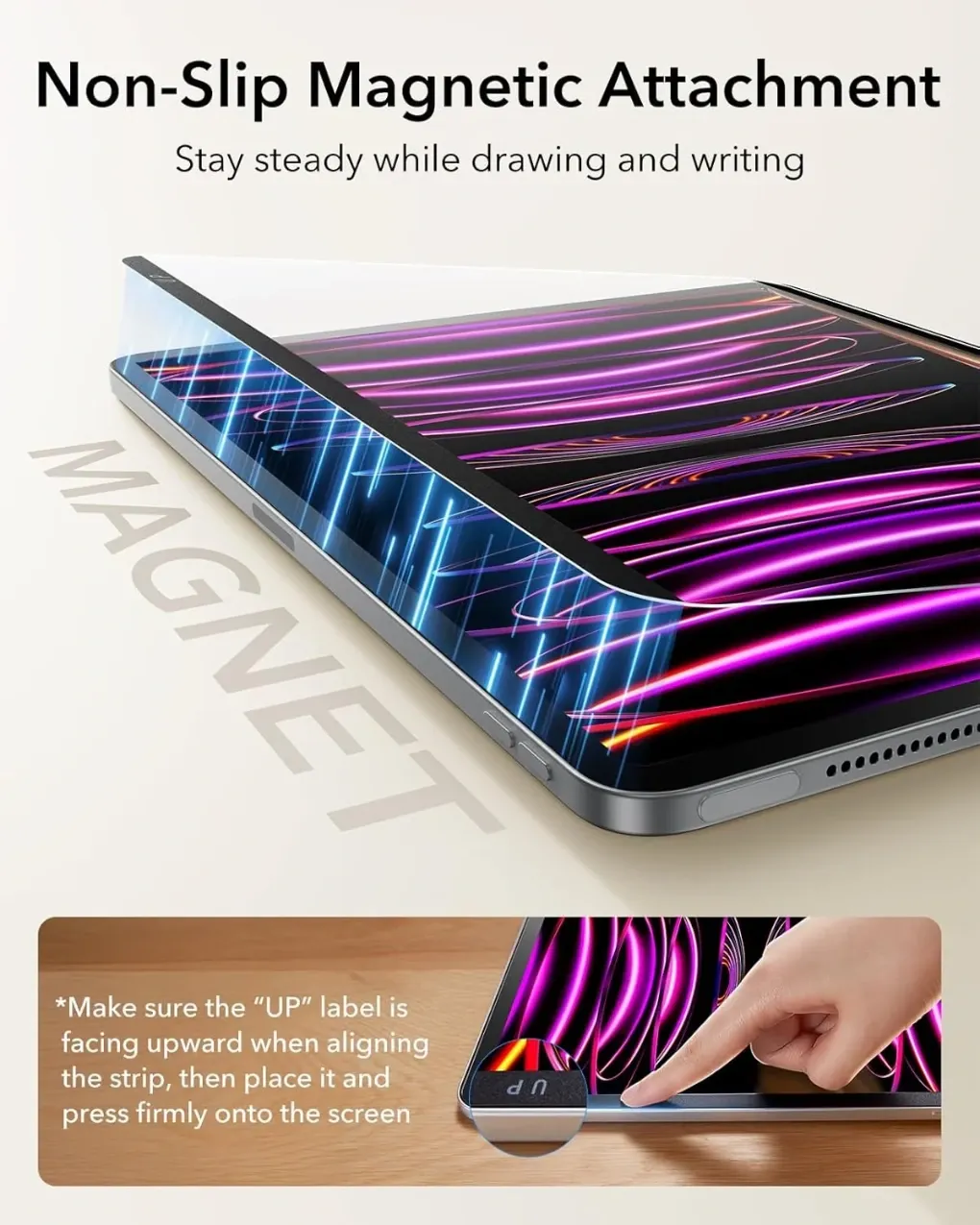 ESR iPad Film for iPad Pro 11-inch M4 (2024, 5th Generation), Paper-Like Film, Detachable, Magnetic Screen Protector, Paper-Like Drawing Feel, Reusable, Compatible with Tempered Glass Screen