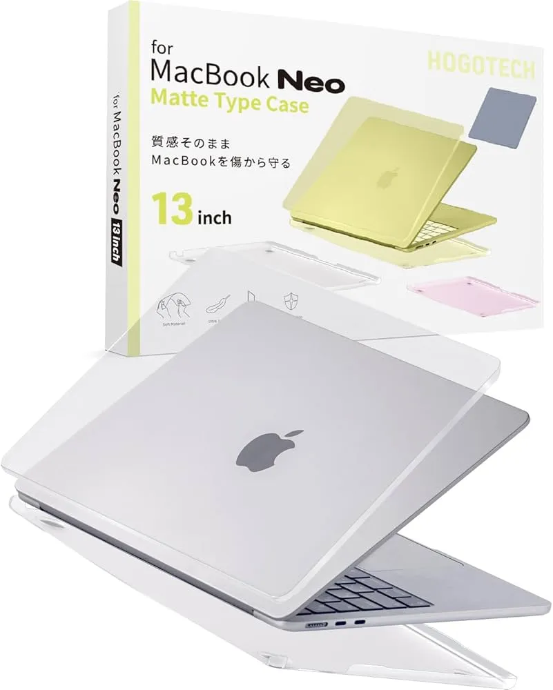 HOGOTECH|MacBook Neo [Texture, Protect Scratches] Clear Matte Cover 13 Inch Case Cover Clear Cover A3404 2026