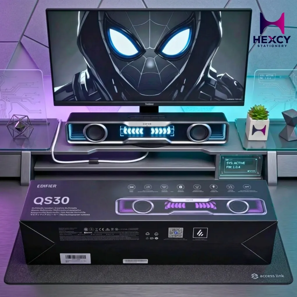 VGP2024 SUMMER Gold Award, Edifier QS30 PC Speaker, Sound Bar, Bluetooth 5.4, USB Type-A Powered, RGB Light, Built-in Microphone, Dedicated App, Gaming/Music/Movie Modes, Compatible with PC, Laptop (White)