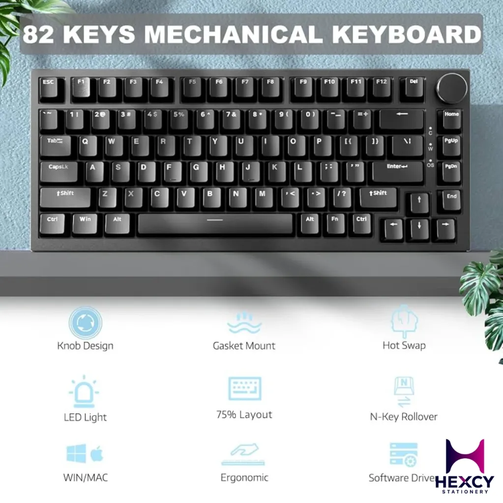 A.JAZZ AK820 Wired Mechanical Gaming Keyboard (75% 82-Key / Gasket Structure / Red Switch)