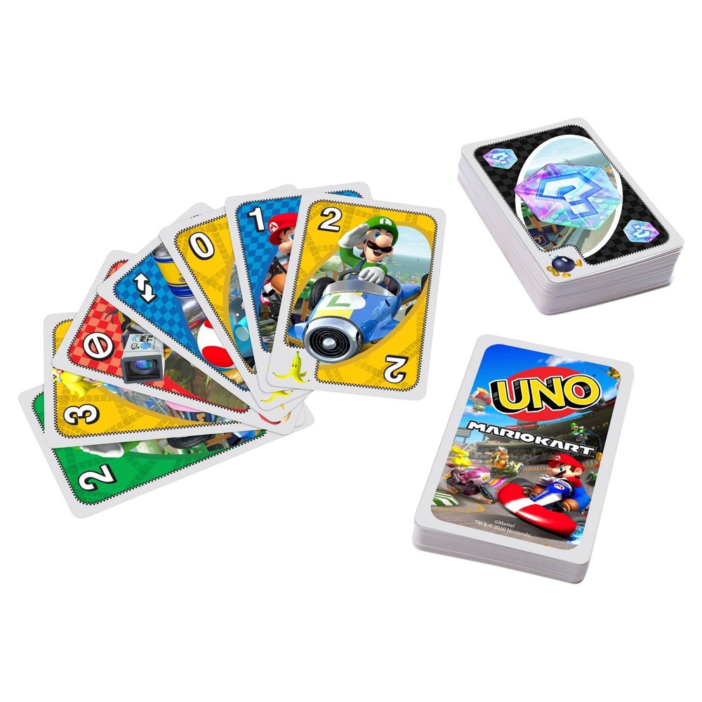 Mattel Game UNO Uno Mario Kart Card Game Party Game for 2-10 Players Ages 7 and Up GWM70