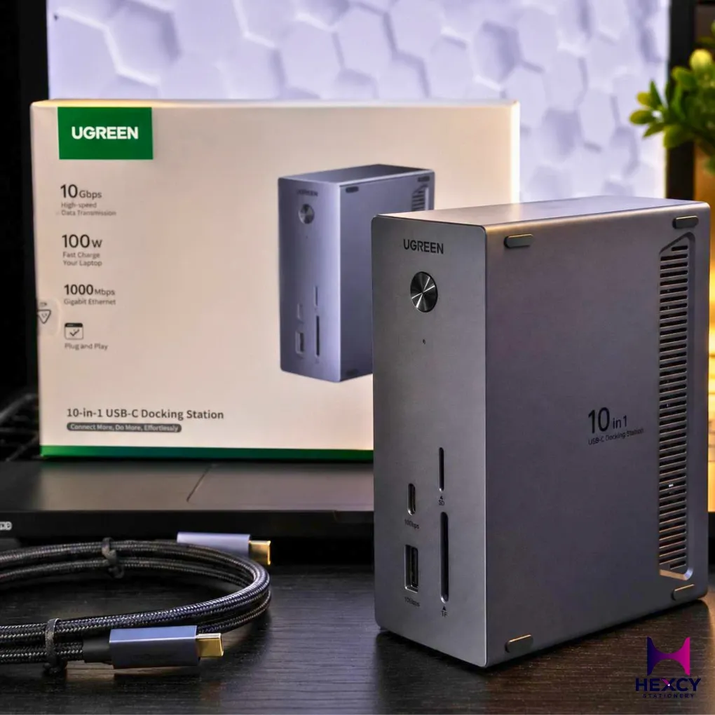 [CM923] UGREEN Docking Station, 10-in-1, M.2, NVMe SSD, 10Gbps, High Speed Transfer, Laptop, 100W Charging, HDMI, 4K60Hz Output, USB Docking Station, M.2, NVMe Port, PD3.0, USB-C/A3.2 Port, SD/TF Card Slot, RJ45 Ethernet Port, Heat Dissipation Function, Compatible with MacBook, USB-c Compatible with devices